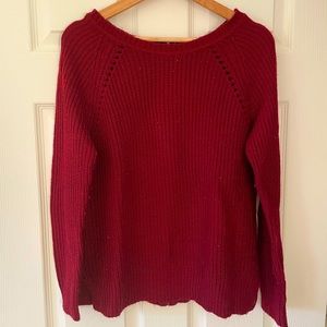 Burgundy sweater with zipper back detail